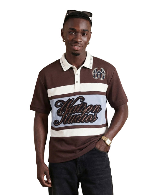 WATSON STUDIOS STAR EMBELLISHED POLO (BROWN)