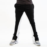 STACKED FLEECE PANTS (BLACK/WHITE)