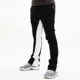 STACKED FLEECE PANTS (BLACK/WHITE)