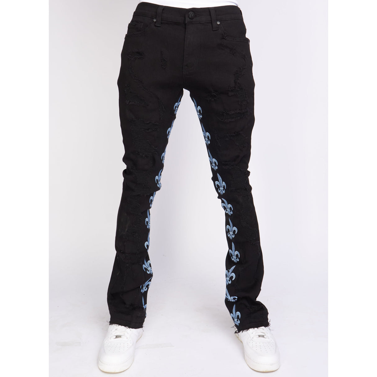 Politics Jeans - Stacked Embroidery - Black and Blue   - Barkley506