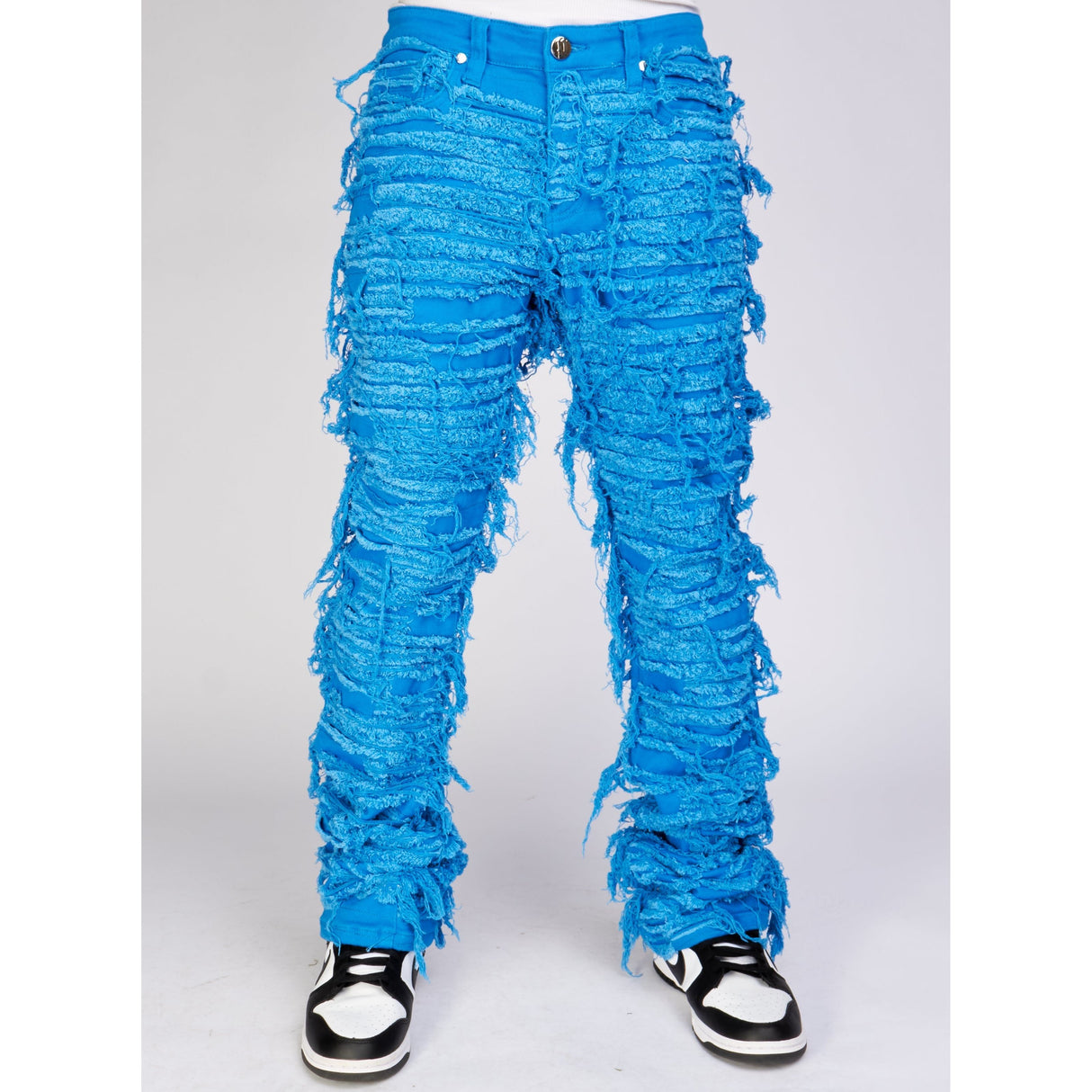 Politics Jeans - Thrashed Distressed Stacked Flare - Cobalt - Debris 514