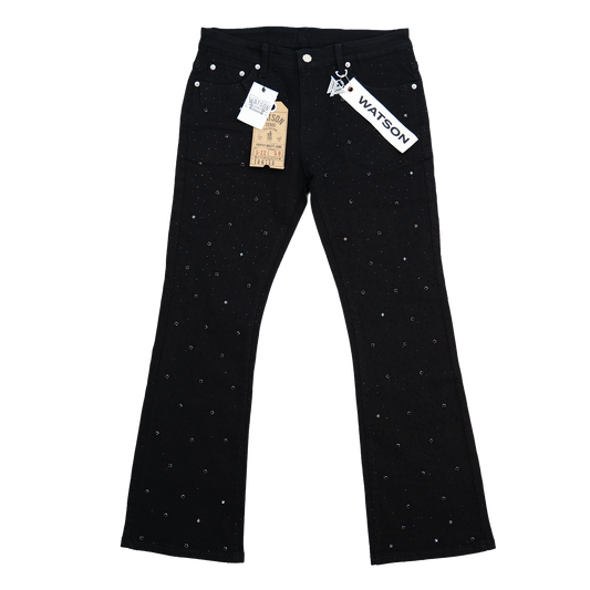 BLACK EMBELLISHED RHINESTONE CRYSTAL WATSON DENIM