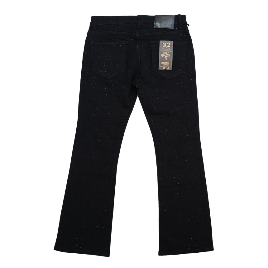 BLACK EMBELLISHED RHINESTONE CRYSTAL WATSON DENIM