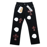 BLACK CLOUD & CROSSES PATCH WATSON DENIM