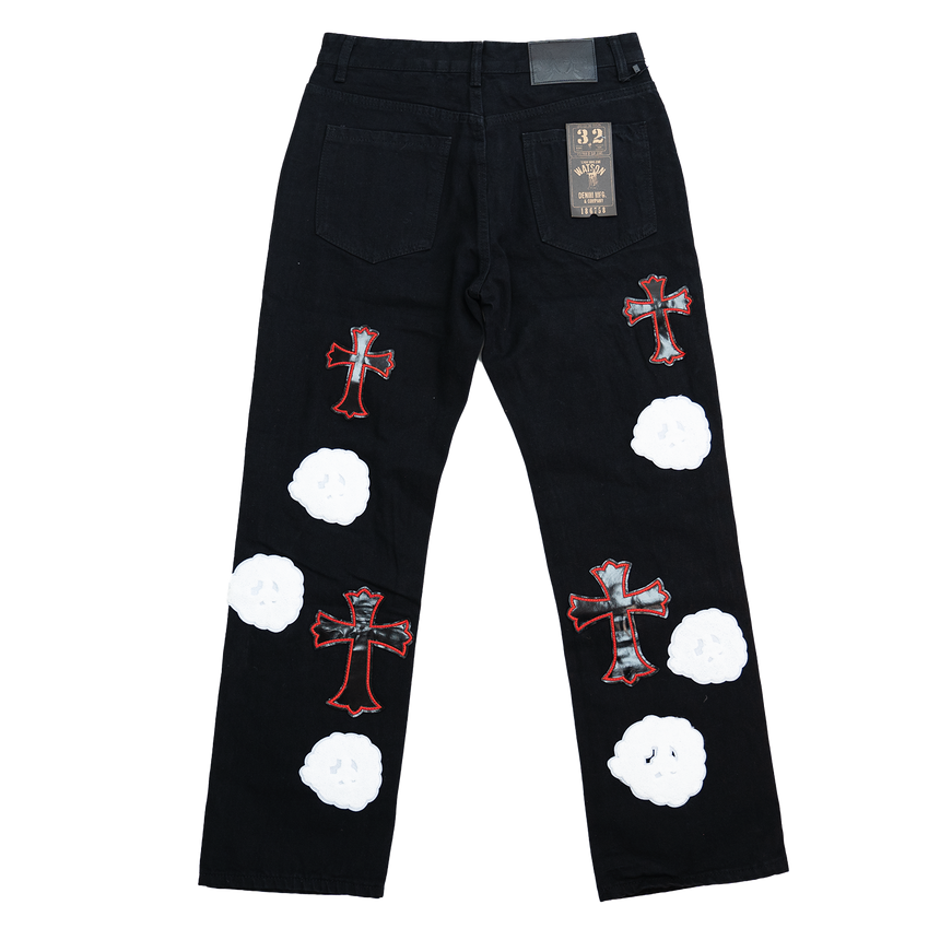 BLACK CLOUD & CROSSES PATCH WATSON DENIM