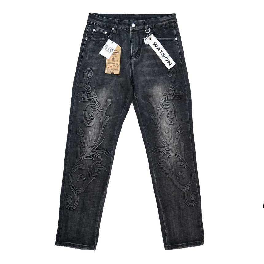 BLACK EMBOSSED MURAL WATSON DENIM