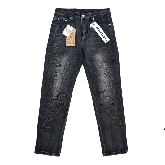 BLACK EMBOSSED MURAL WATSON DENIM