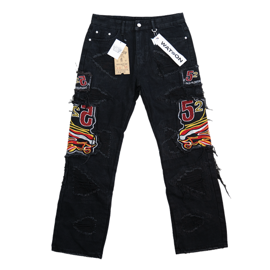 BLACK BAGGY DISTRESSED 52 WATSON DENIM