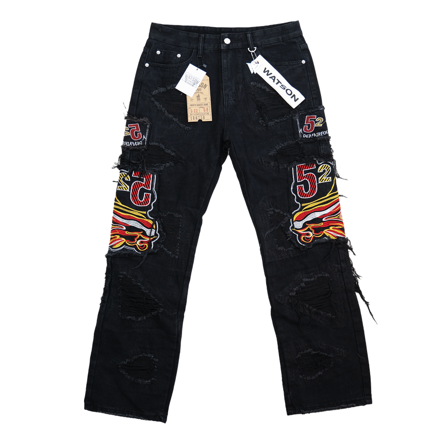 BLACK BAGGY DISTRESSED 52 WATSON DENIM