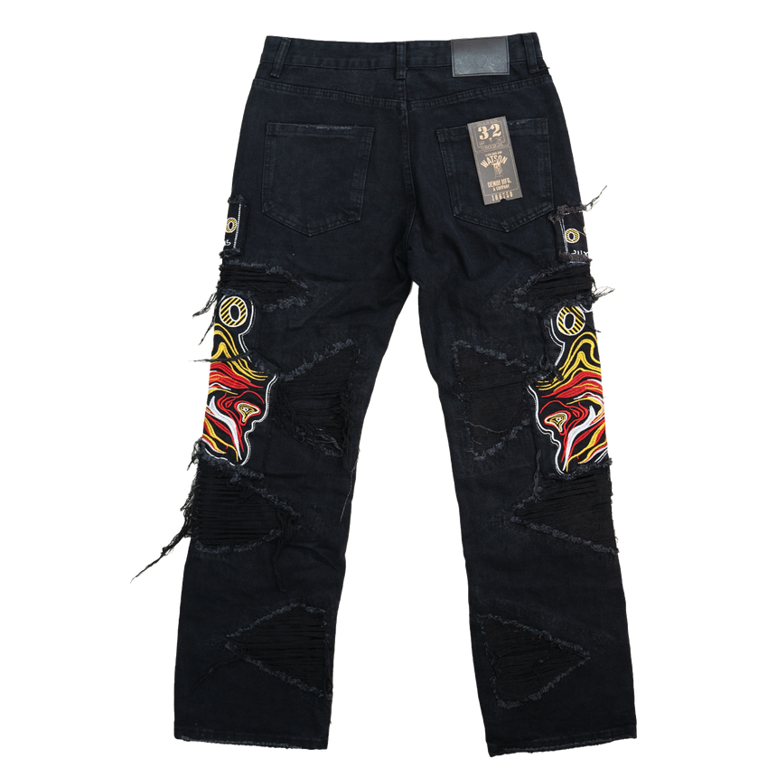 BLACK BAGGY DISTRESSED 52 WATSON DENIM