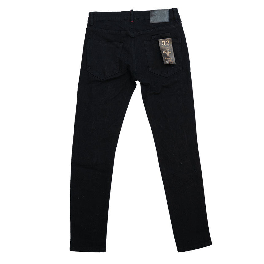 BLACK EMBELLISHED MULTI RIPPED WATSON DENIM