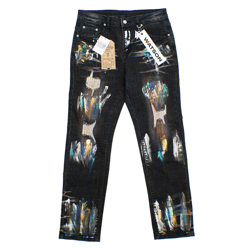 BLACK PAINT SPLATTER WATSON DENIM