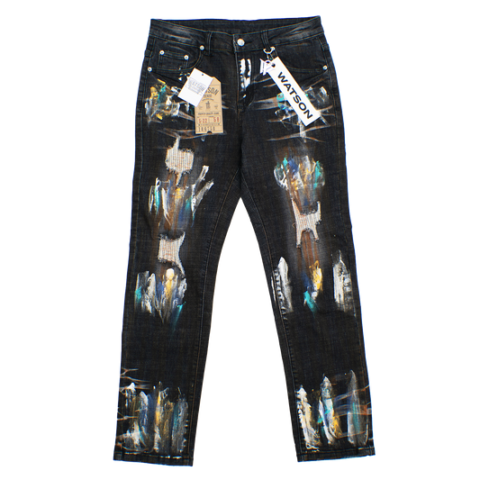 BLACK PAINT SPLATTER WATSON DENIM