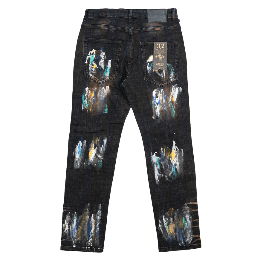 BLACK PAINT SPLATTER WATSON DENIM