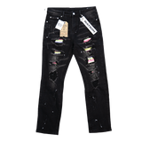 BLACK DISTRESSED MULTI RIP WATSON DENIM