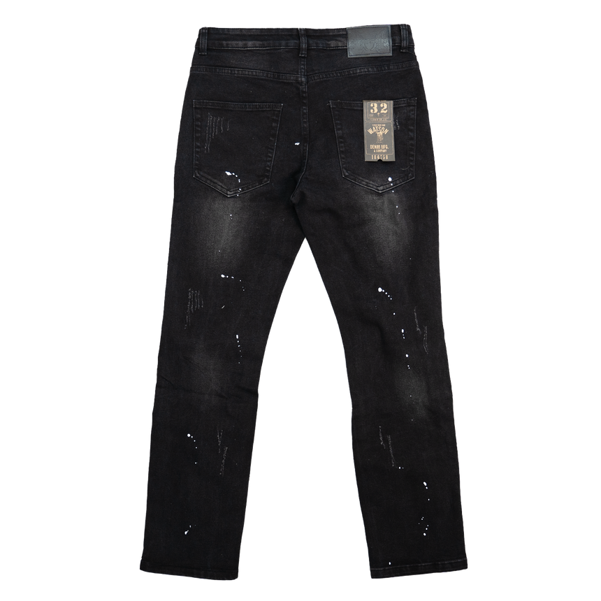 BLACK DISTRESSED MULTI RIP WATSON DENIM