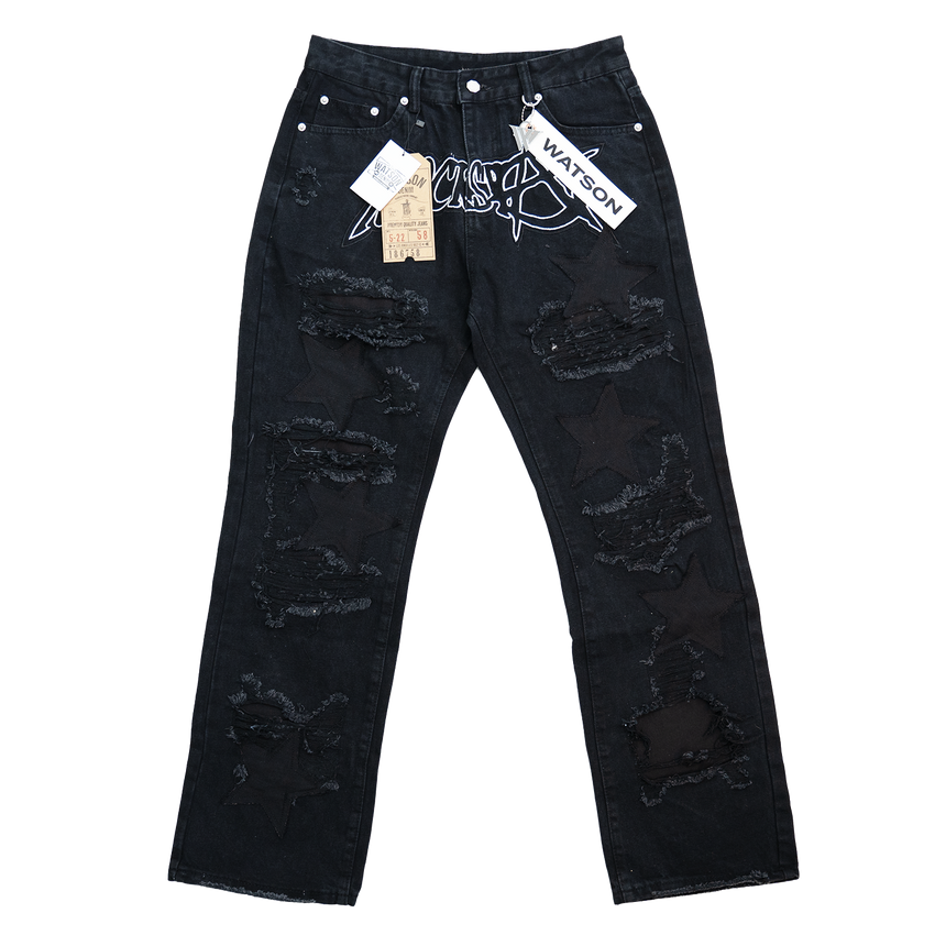 BLACK ROCKSTAR DISTRESSED WATSON DENIM
