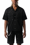 WATSON RHINESTONE SHOWER BLACK DENIM WORK SHIRT