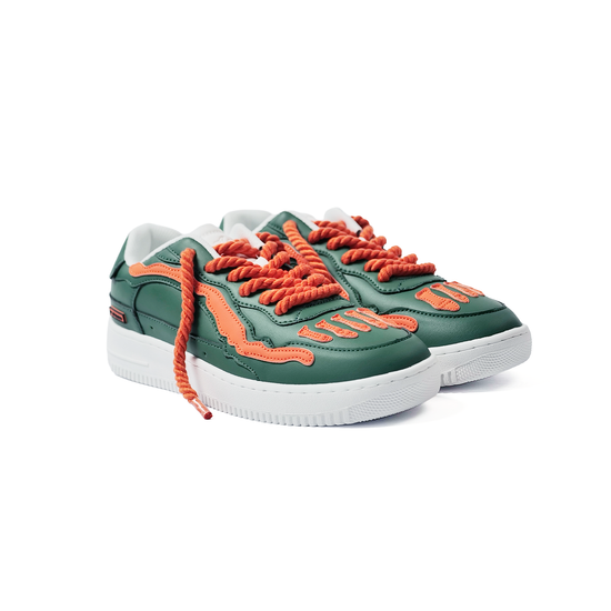 Watson Bones low-top sneaker in Hurricane, green and orange