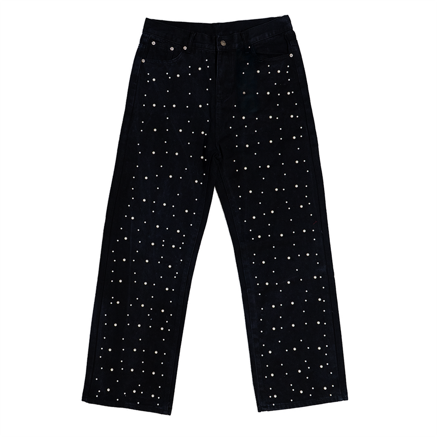 WATSON DENIM PANTS WITH PEARLS (BLACK)