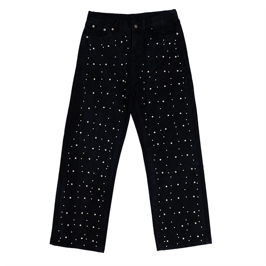 WATSON DENIM PANTS WITH PEARLS (BLACK)