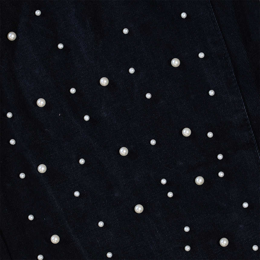 WATSON DENIM PANTS WITH PEARLS (BLACK)