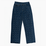 WATSON DENIM PANTS WITH PEARLS (NAVY)