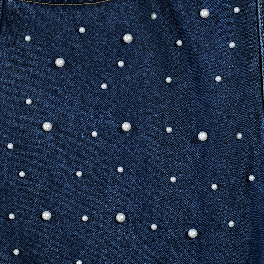 WATSON DENIM PANTS WITH PEARLS (NAVY)