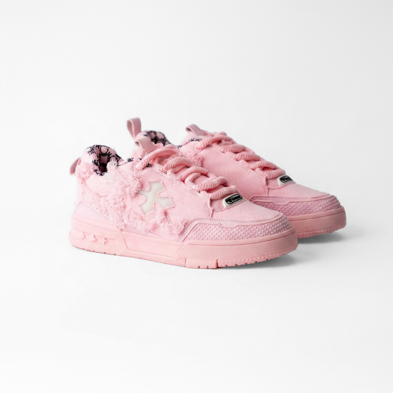 K Flip Cross low-top sneaker in Pink Distress, pink and black