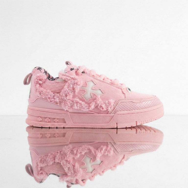 K Flip Cross low-top sneaker in Pink Distress, pink and black – alternate view 2