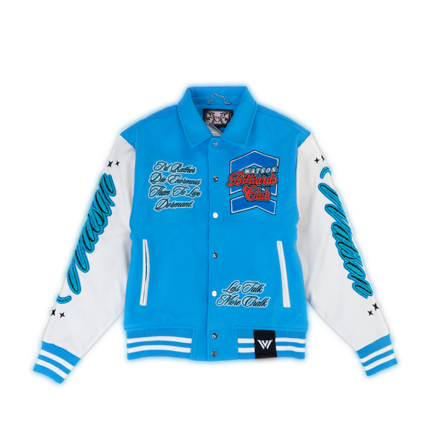 WATSON BILLIARDS CLUB VARSITY JACKET (ICE BLUE)