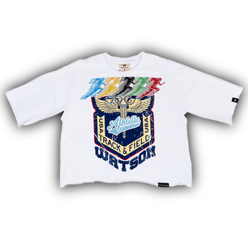 WATSON TRACK AND FIELD CROPPED T-SHIRT (WHITE)
