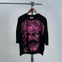 WATSON PINK SKULL CROPPED T-SHIRT (BLACK)
