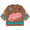 ATHLETIC DEPARTMENT PATTERN CROPPED FOOTBALL JERSEY (BROWN)