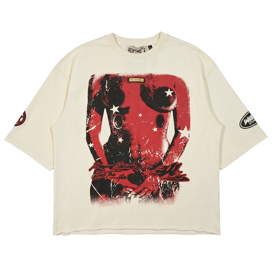 PLAYING NOTHING BUT HITS CROPPED T-SHIRT (CREAM)