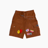 WATSON MULTI PATCH WORK SHORTS (BROWN)