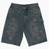WATSON STAR RHINESTONE DENIM CARPENTER SHORTS