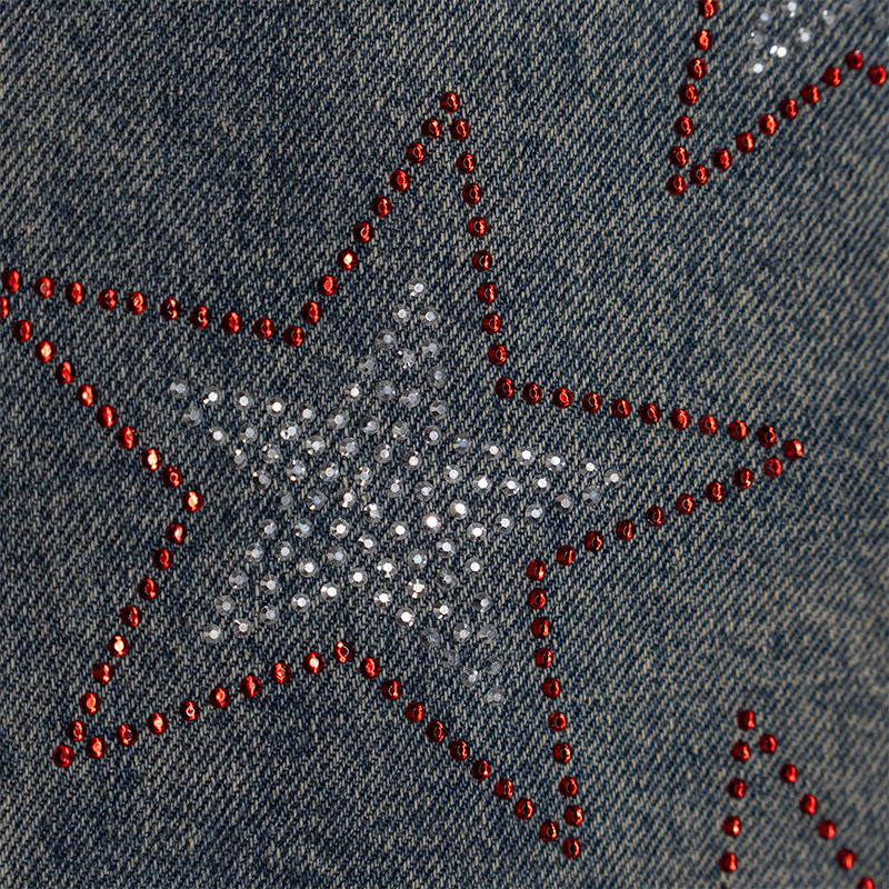 WATSON STAR RHINESTONE DENIM CARPENTER SHORTS