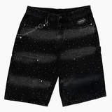 WATSON SIDE CRYSTAL BLACK DENIM CARPENTER SHORTS