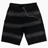 WATSON SIDE CRYSTAL BLACK DENIM CARPENTER SHORTS