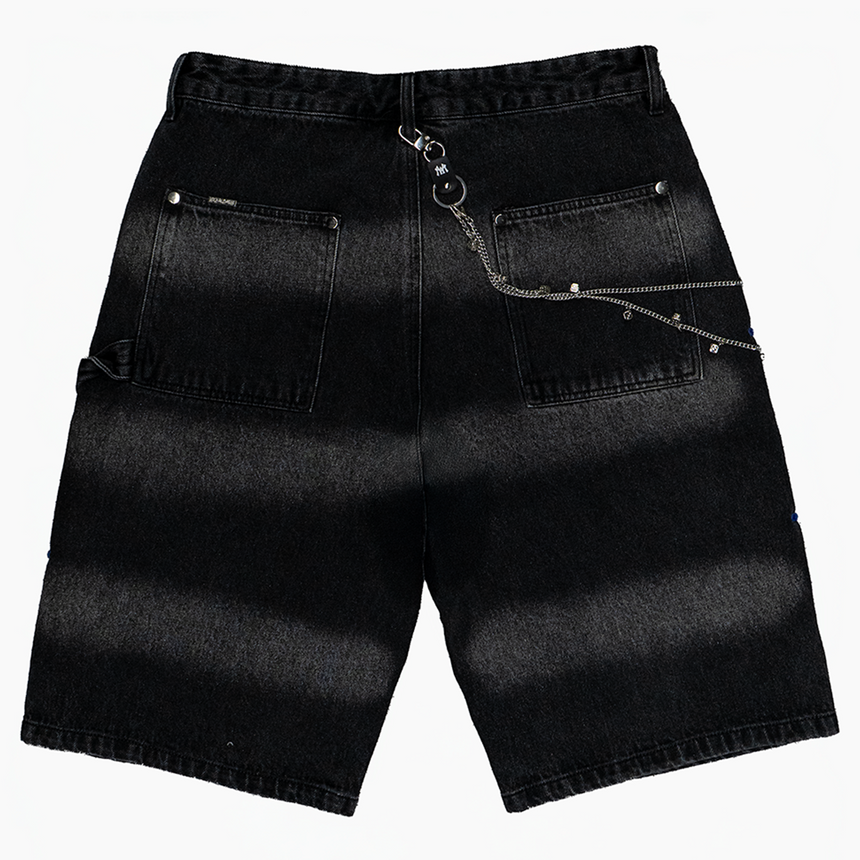 WATSON SIDE CRYSTAL BLACK DENIM CARPENTER SHORTS