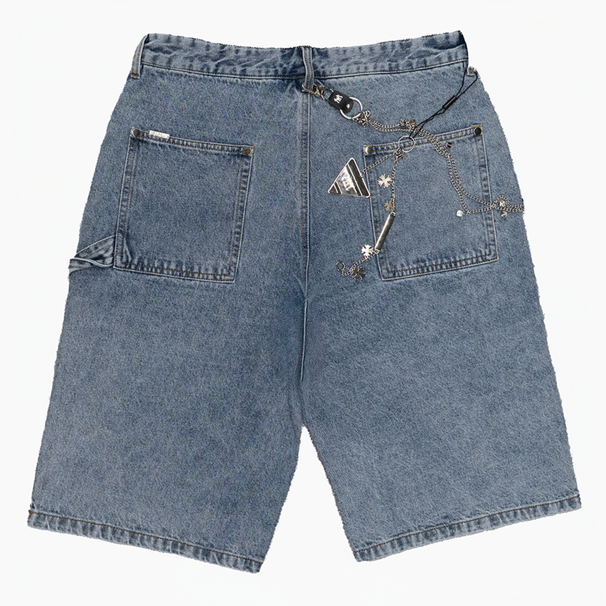 WATSON FLORAL LIGHT WASH DENIM CARPENTER SHORTS