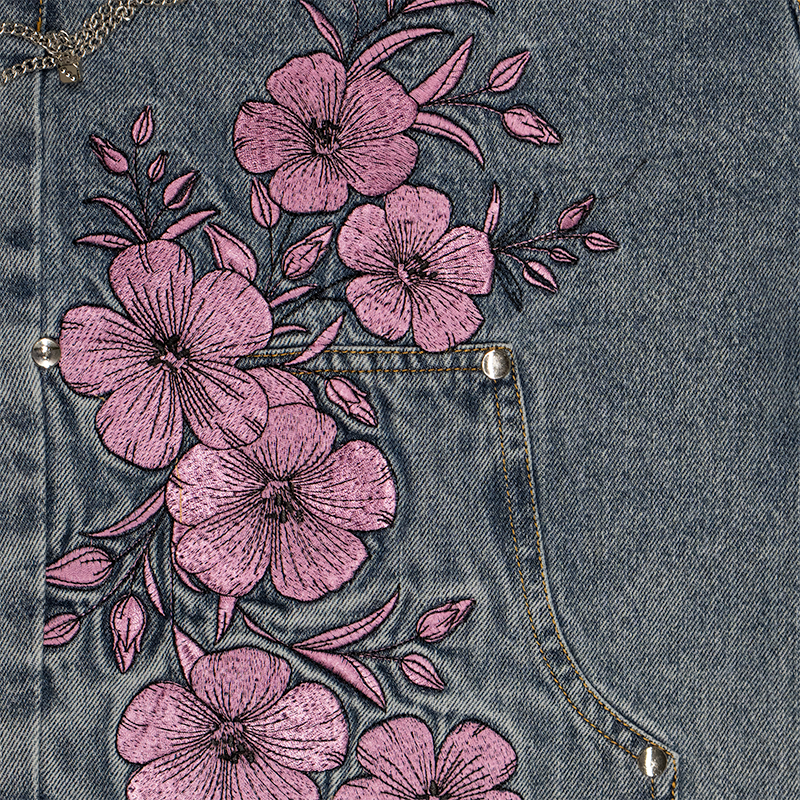 WATSON FLORAL LIGHT WASH DENIM CARPENTER SHORTS