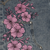 FLORAL LIGHT WASH DENIM CARPENTER SHORTS