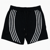 WATSON BENT STRIPES RHINESTONE COTTON SHORTS (BLACK)