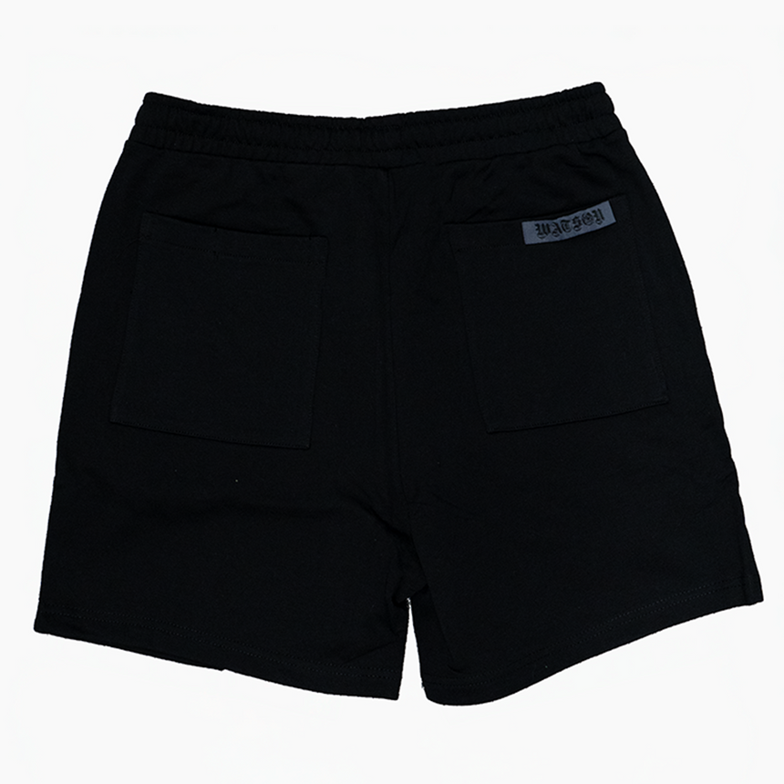 WATSON BENT STRIPES RHINESTONE COTTON SHORTS (BLACK)