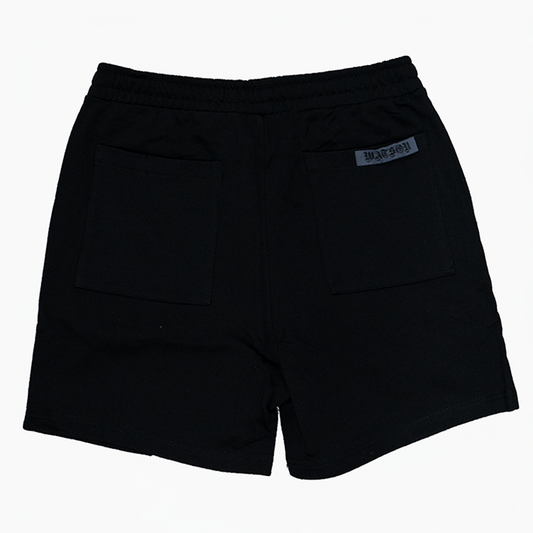 WATSON BENT STRIPES RHINESTONE COTTON SHORTS (BLACK)