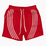 WATSON BENT STRIPES RHINESTONE COTTON SHORTS (BURGUNDY)