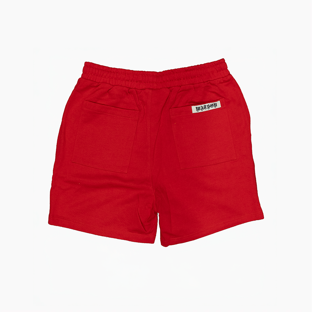 WATSON BENT STRIPES RHINESTONE COTTON SHORTS (BURGUNDY