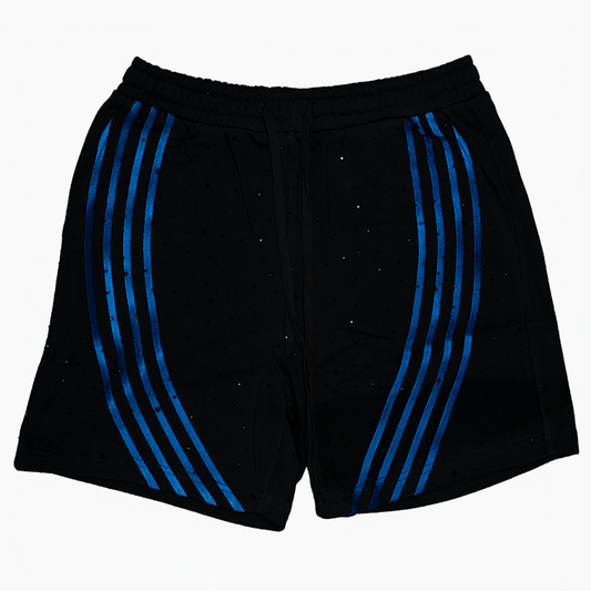 WATSON BENT STRIPES RHINESTONE COTTON SHORTS (ROYAL/BLACK)